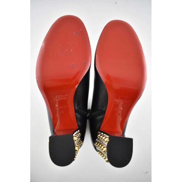 Christian Louboutin Vasa Booty 85 Black Leather Silver Gold Heel Ankle Boot 36 - Picture 8 of 8